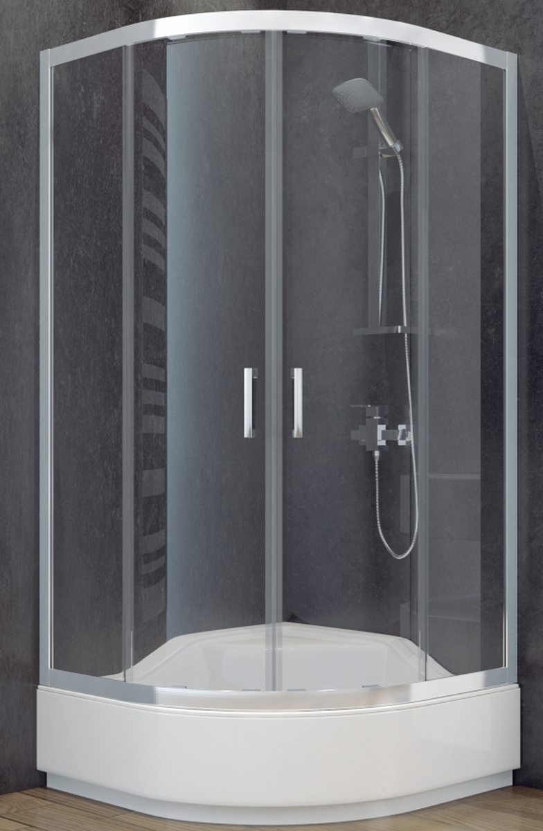 Besco Modern 165 kabina prysznicowa 90x90 cm półokrągła chrom/szkło przezroczyste MP-90-165-C