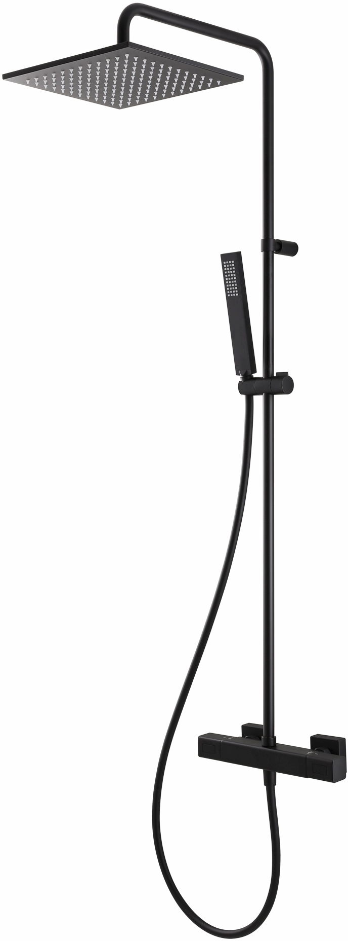 Herzbach Ceo Black zestaw prysznicowy termostatyczny z deszczownicą czarny mat 36.988250.2.12