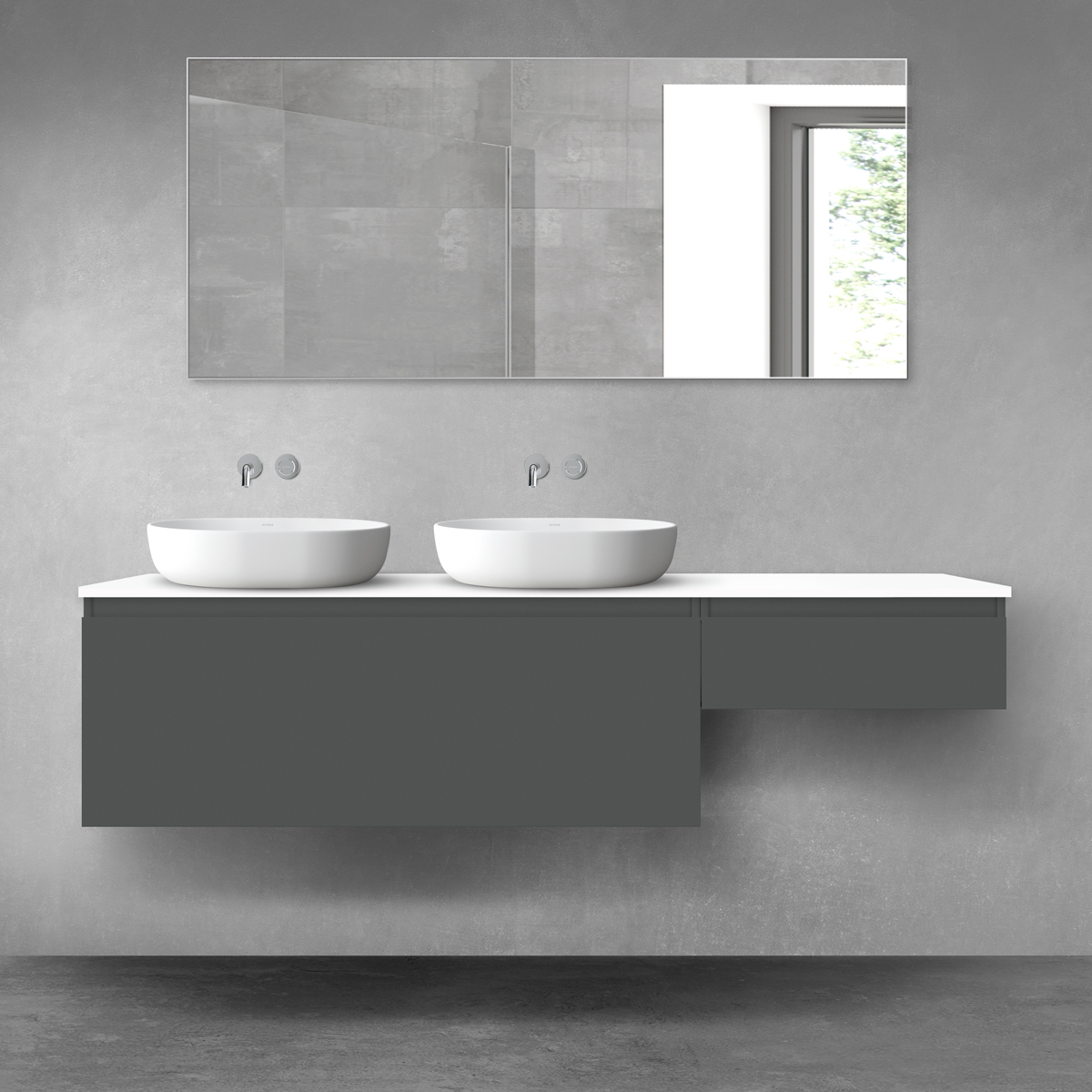 Oltens Vernal zestaw mebli łazienkowych 180 cm z blatem grafit mat/biały połysk 68611400 - Wysyłka w 24h