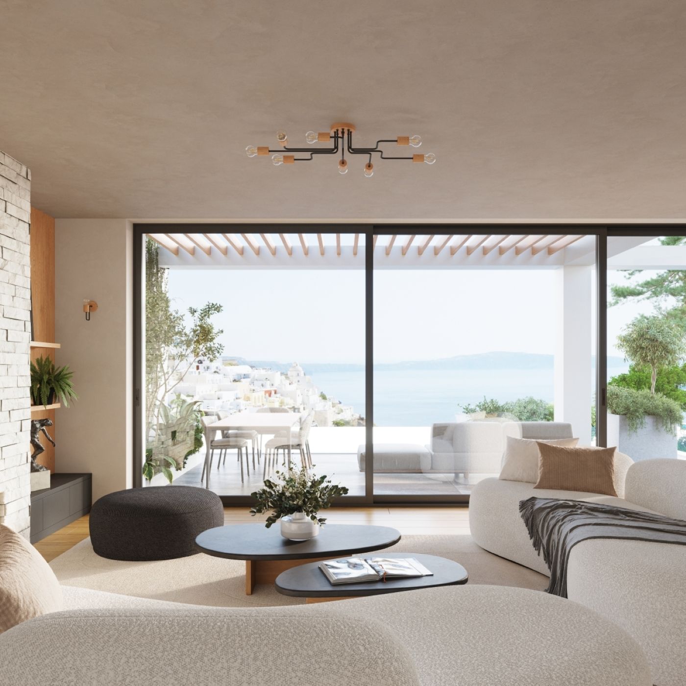 Sollux Lighting Timbo lampa podsufitowa 6x15 W czarna/drewno SL.1670