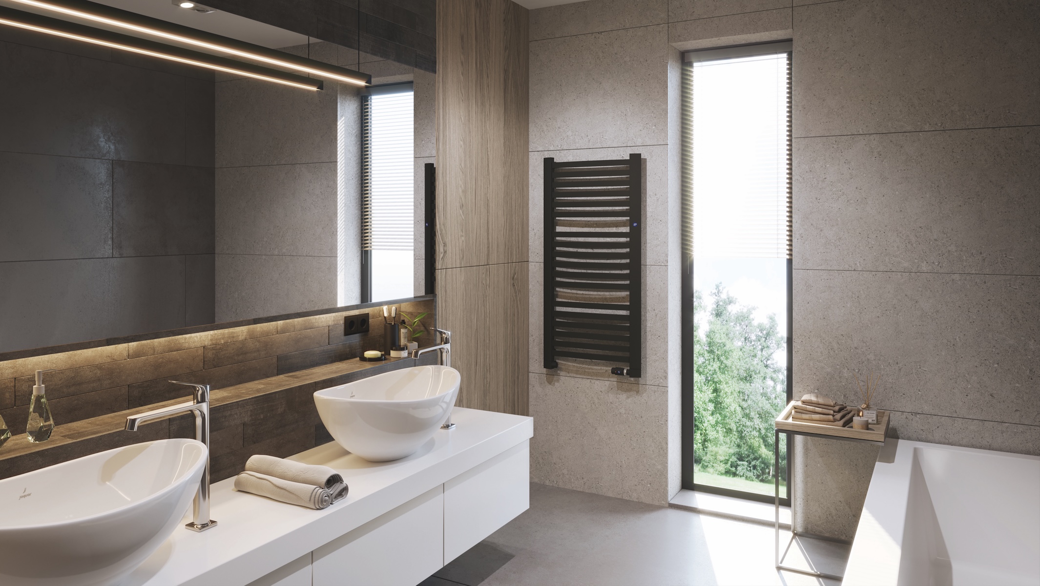 Instal Projekt Retto grzejnik łazienkowy dekoracyjny 143,6x54 cm czarny RET-50/140C31