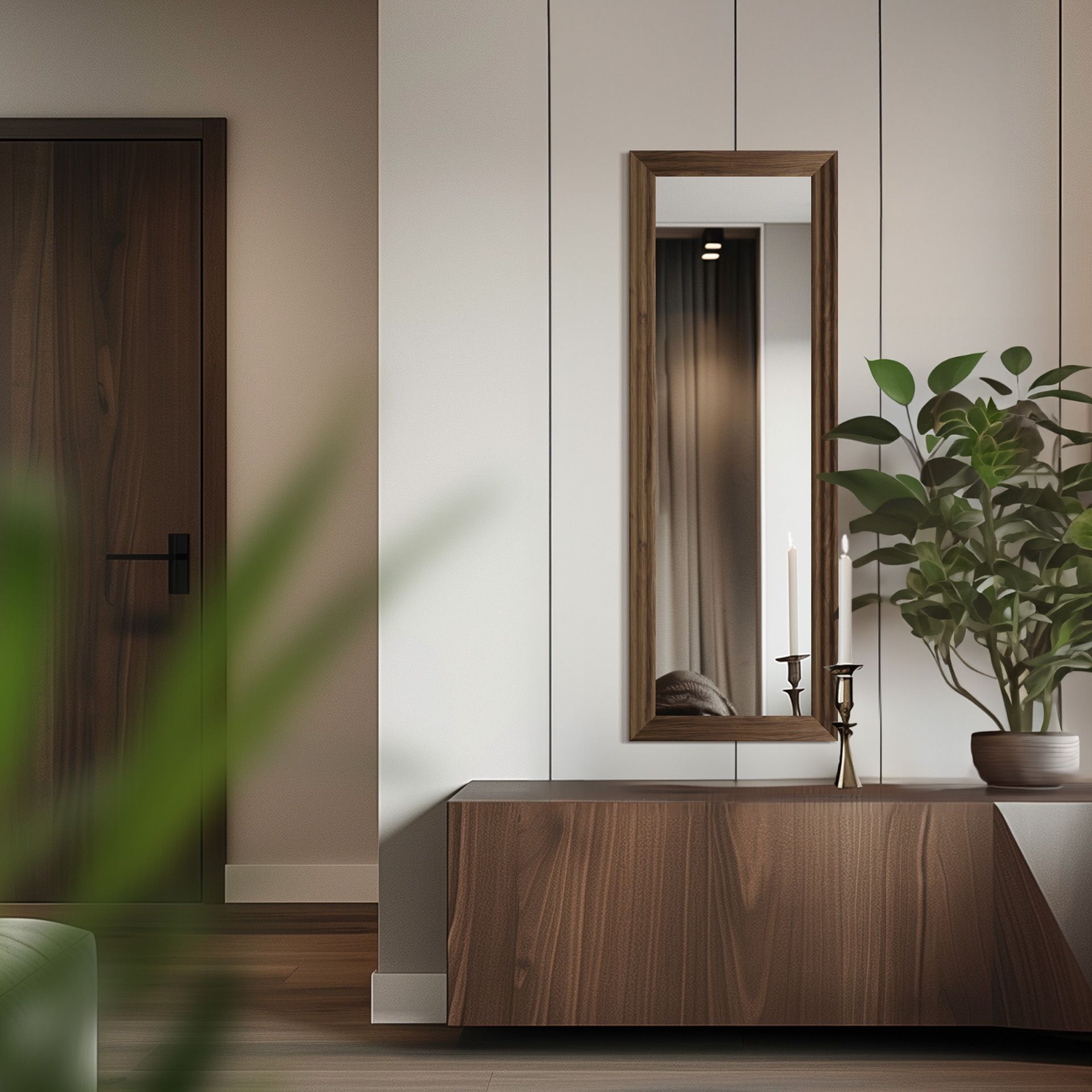 Styler Wave lustro 50x142 cm prostokątne drewno LU-12430 - Wysyłka w 24h