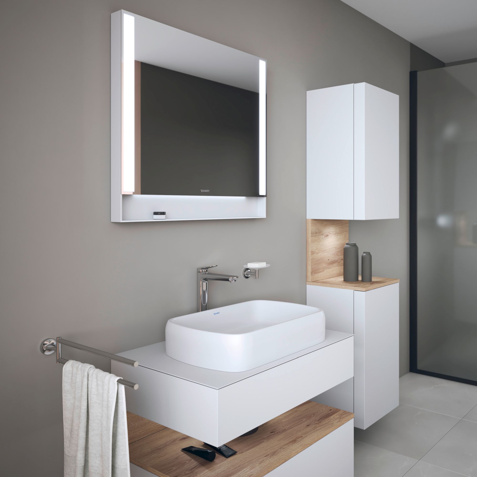 Duravit Qatego lustro 100x75 cm z oświetleniem LED biały mat QA7083018180000