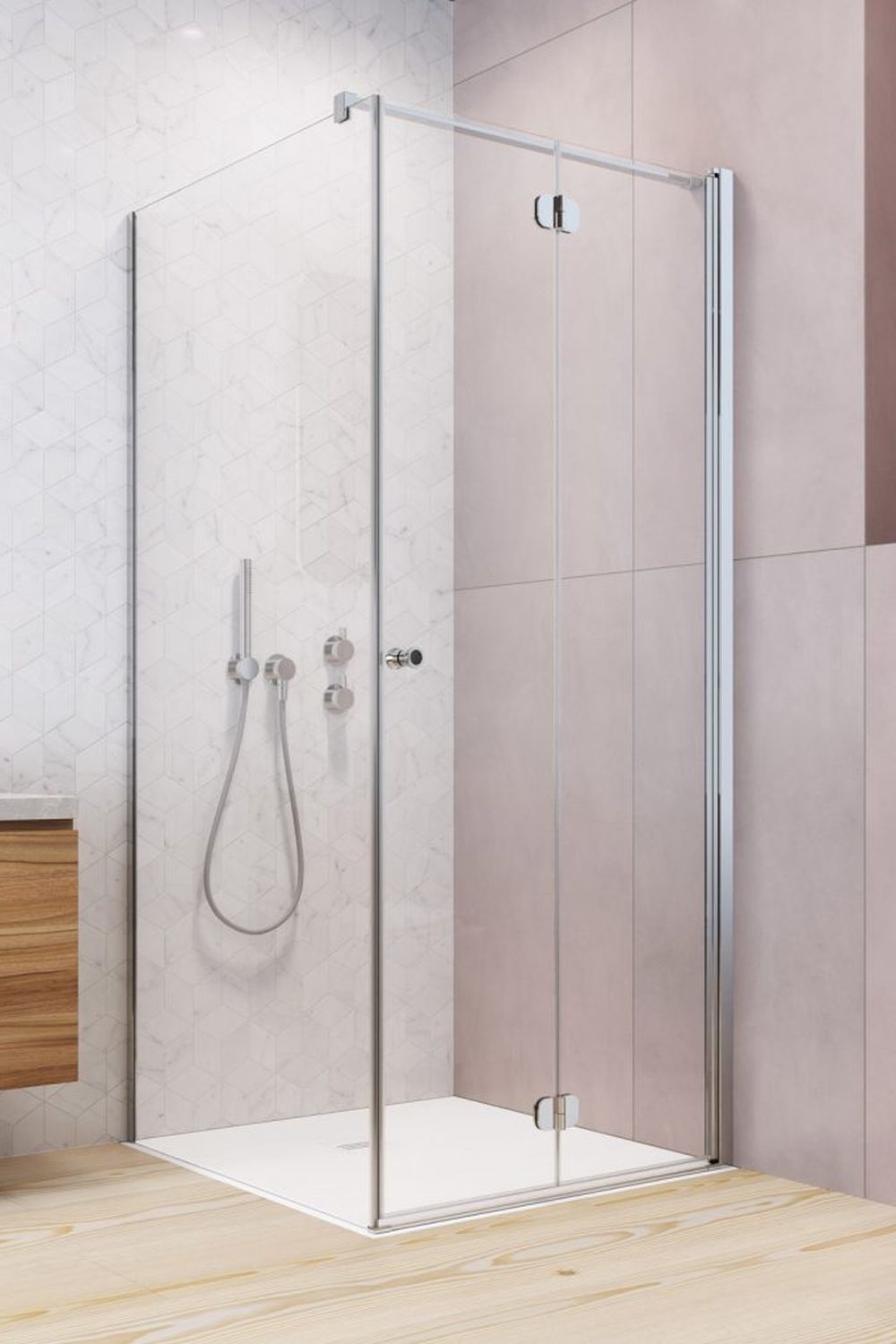 Radaway Eos KDJ B kabina prysznicowa 90x90 cm kwadratowa prawa chrom/szkło przezroczyste 137403-01-01R