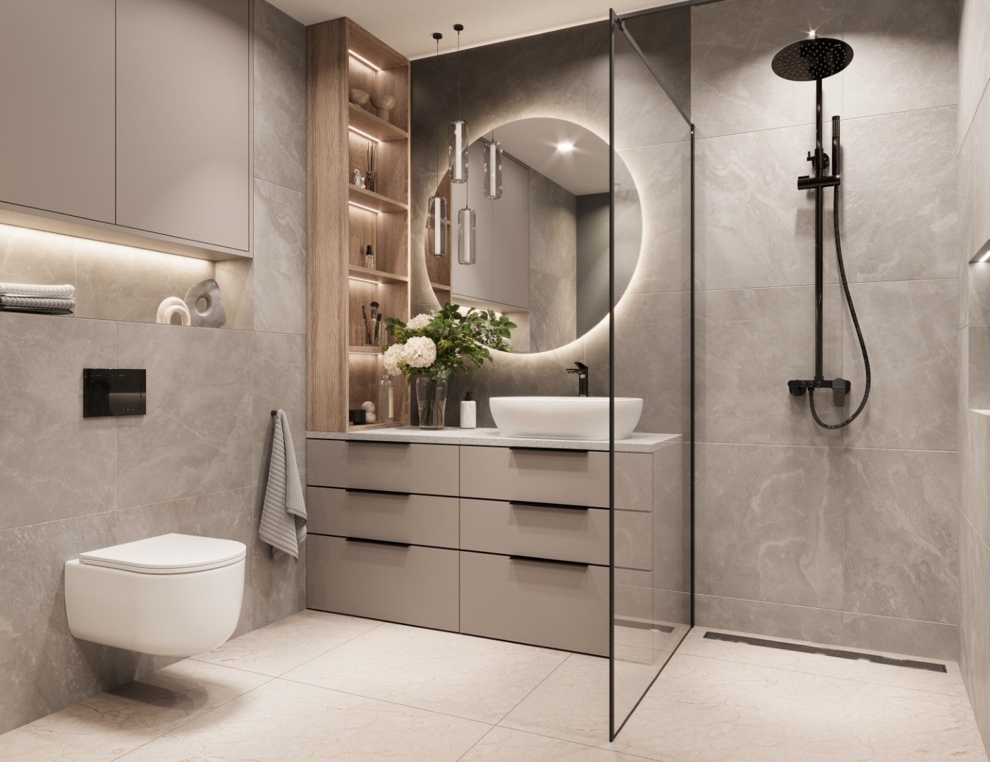 Invena Alonia zestaw prysznicowy ścienny z deszczownicą czarny AU-70-D04