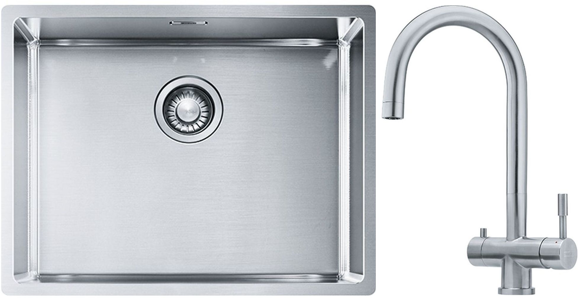 Franke Box BXX 110-54/ BXX 210-54 zlewozmywak 58x45 cm stalowy z baterią kuchenną Eos stal szlachetna (1270453660, 1200179979)