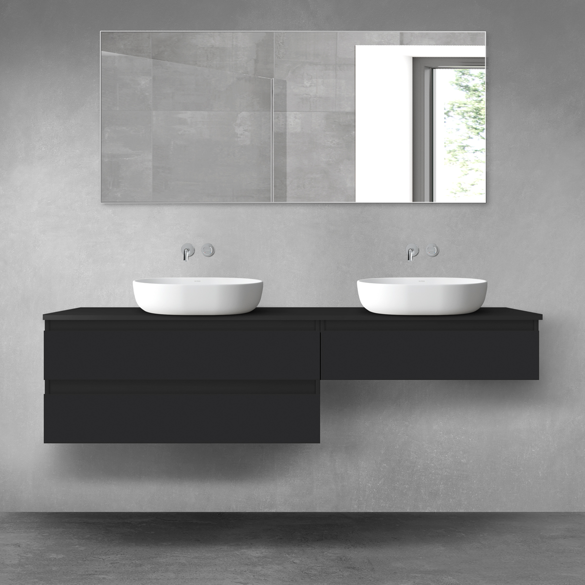 Oltens Vernal zestaw mebli łazienkowych 180 cm z blatem czarny mat 68554300 - Wysyłka w 24h