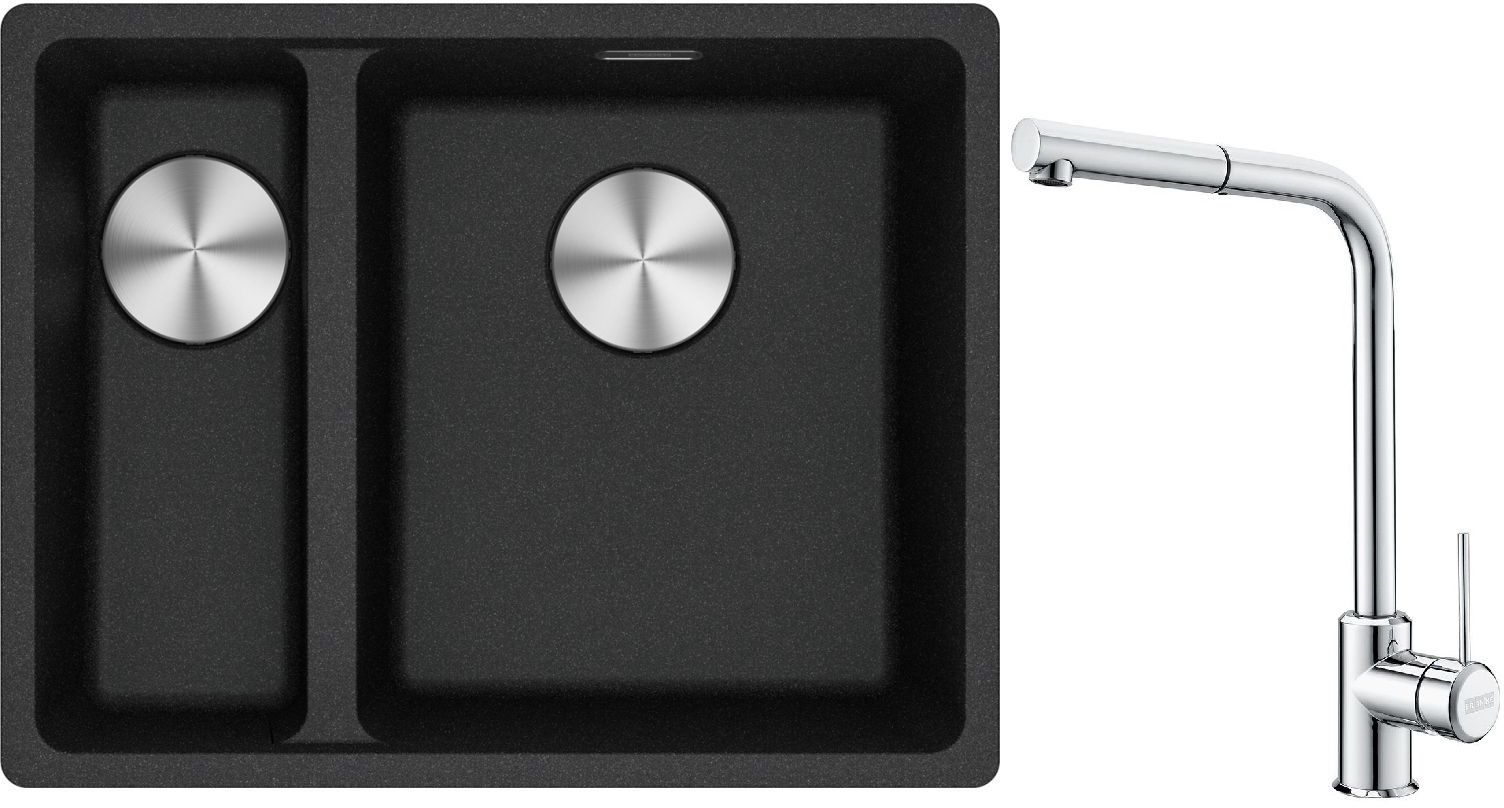 Franke Maris MRG 160-34-15 zlewozmywak 55x43 cm Fragranite onyx z baterią kuchenną Sirius Side chrom (1250687269, 1150668280)