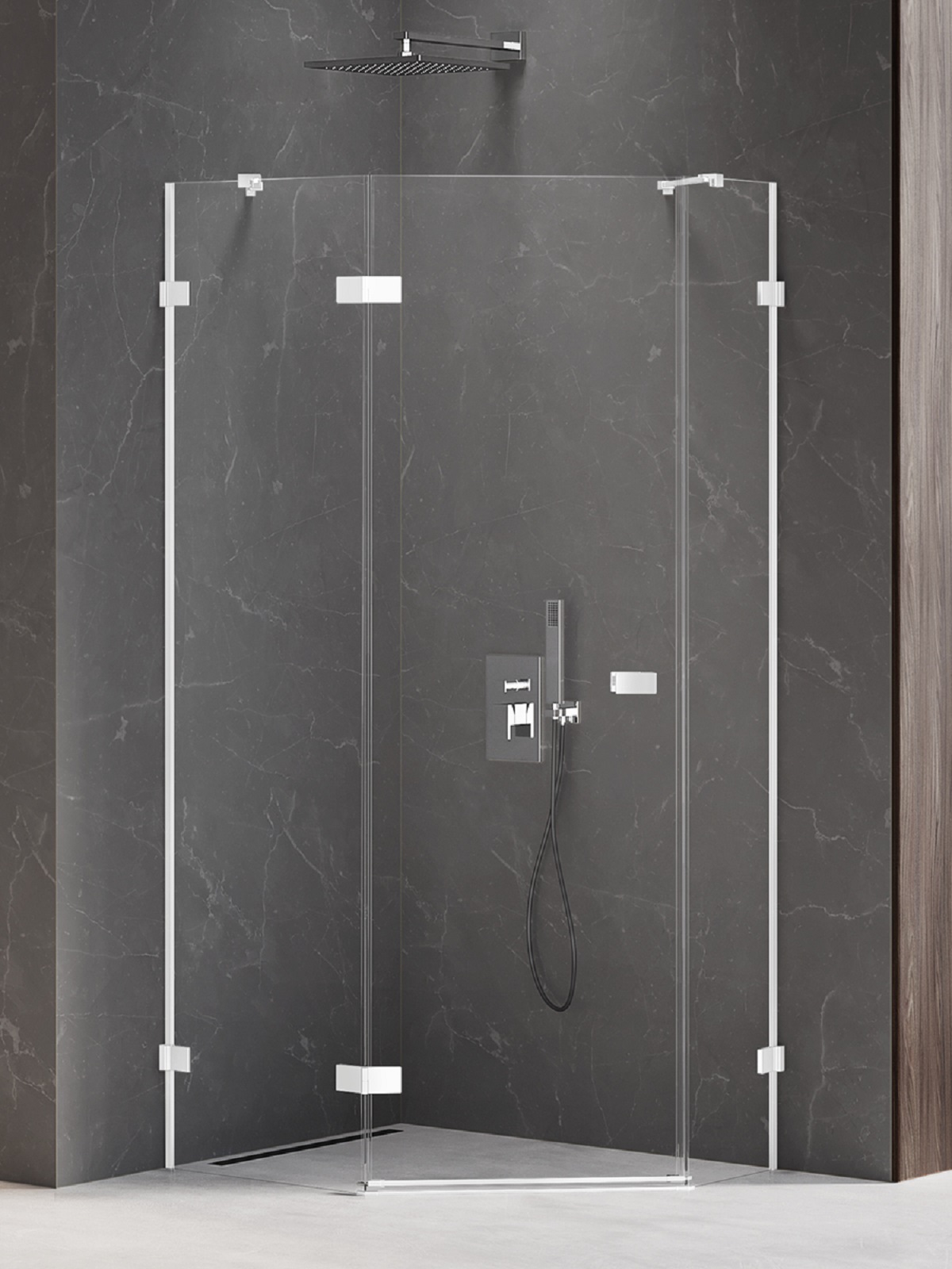 New Trendy Avexa White kabina prysznicowa 100x80 cm pięciokątna lewa biały mat/szkło przezroczyste EXK-3870