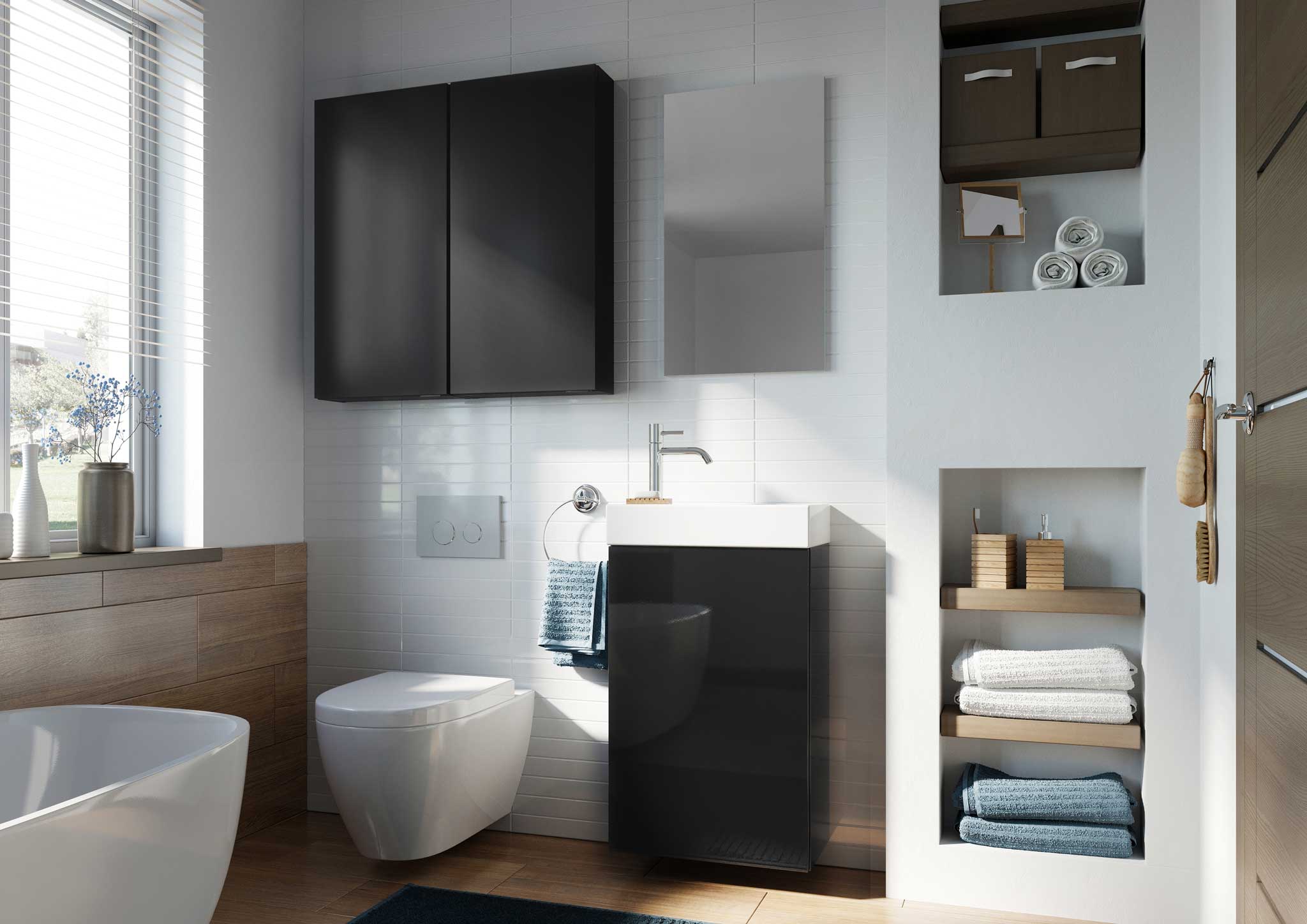 Elita Young Basic umywalka z szafką 40,2 cm czarną RE163070003510 - Wysyłka w 24h