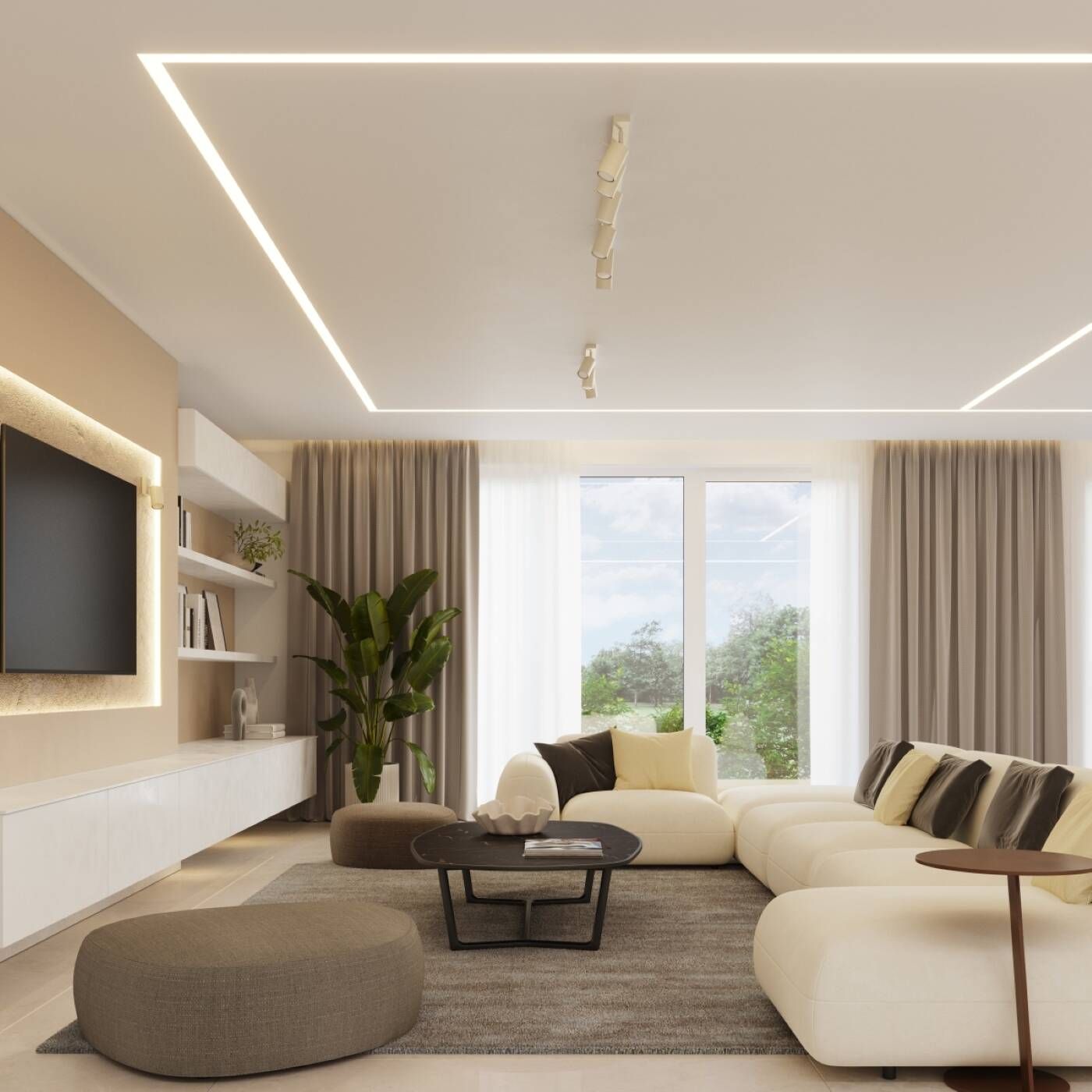 Sollux Lighting Ring lampa podsufitowa 4x10 W beżowa SL.1498