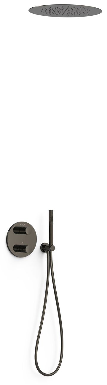Tres Therm-Box zestaw prysznicowy podtynkowy termostatyczny z deszczownicą czarny metalizowany 26225005KM