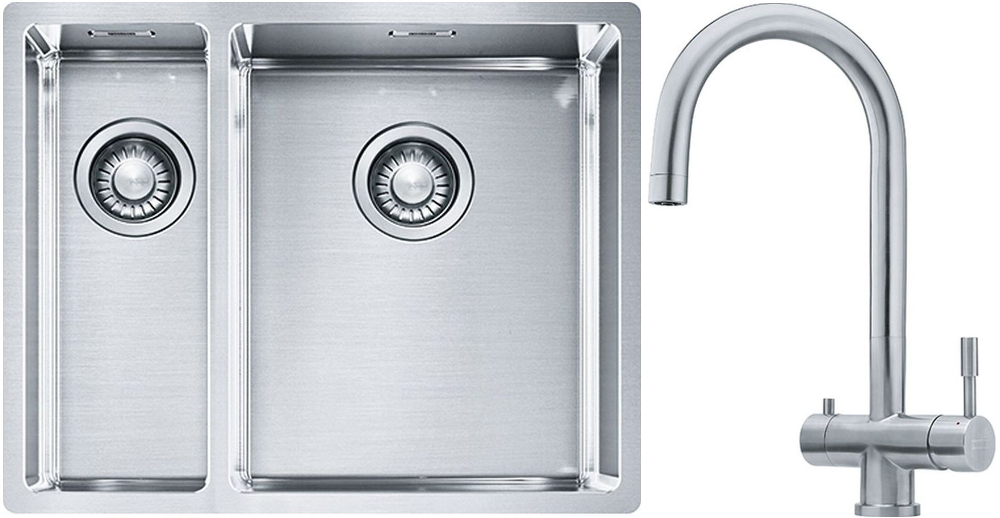 Franke Box BXX 260/160-34-16 zlewozmywak 56x45 cm stalowy z baterią kuchenną Eos stal szlachetna (1270369916, 1200179979)