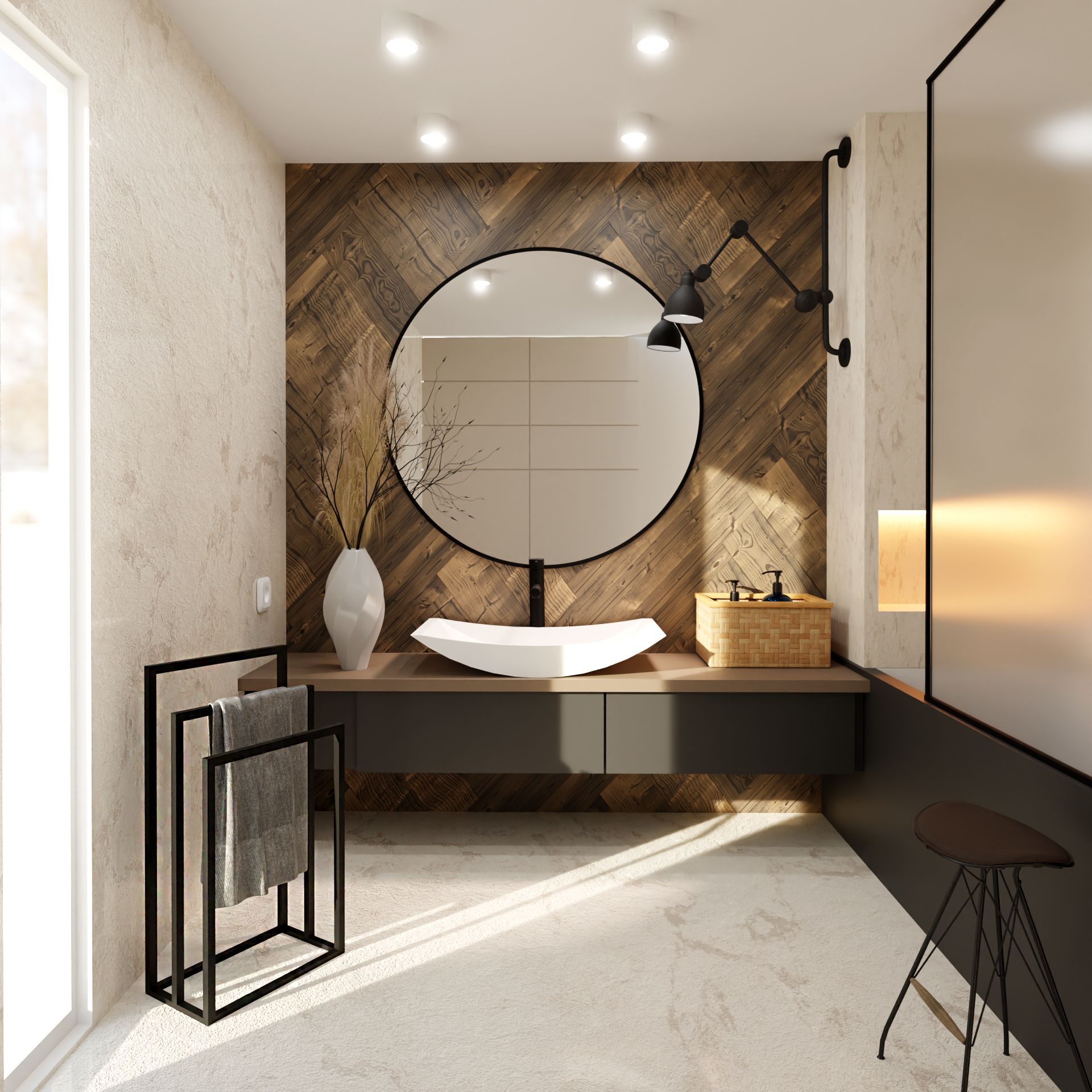 Baltica Design Rino II wieszak na ręczniki 60 cm stojący czarny