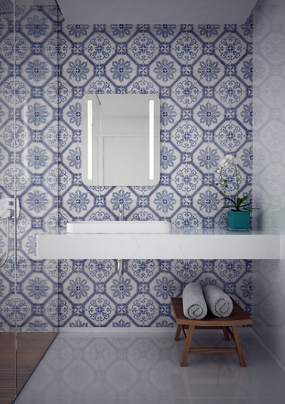 Dubiel Vitrum Lotus lustro prostokątne 70x60 cm z oświetleniem