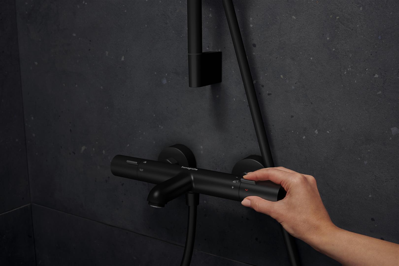 Hansgrohe Ecostat Fine bateria wannowo-prysznicowa ścienna termostatyczna czarny mat 13325670 - Wysyłka w 24h