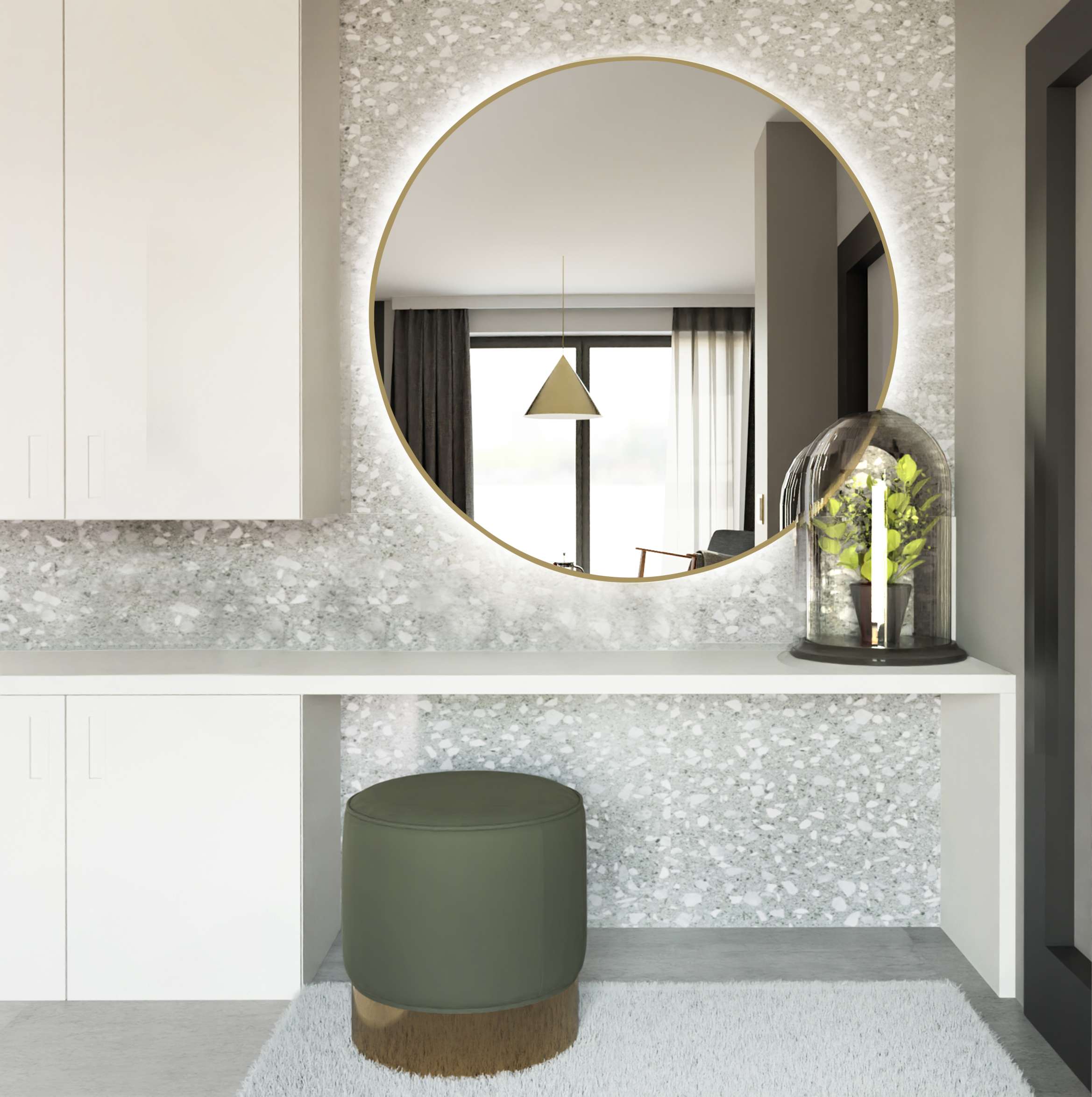 Baltica Design Bright lustro 80 cm okrągłe z oświetleniem LED złote barwa zimna - Wysyłka w 24h