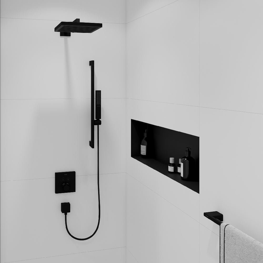 Hansgrohe Unica drążek prysznicowy 65 cm z wężem czarny mat 24404670