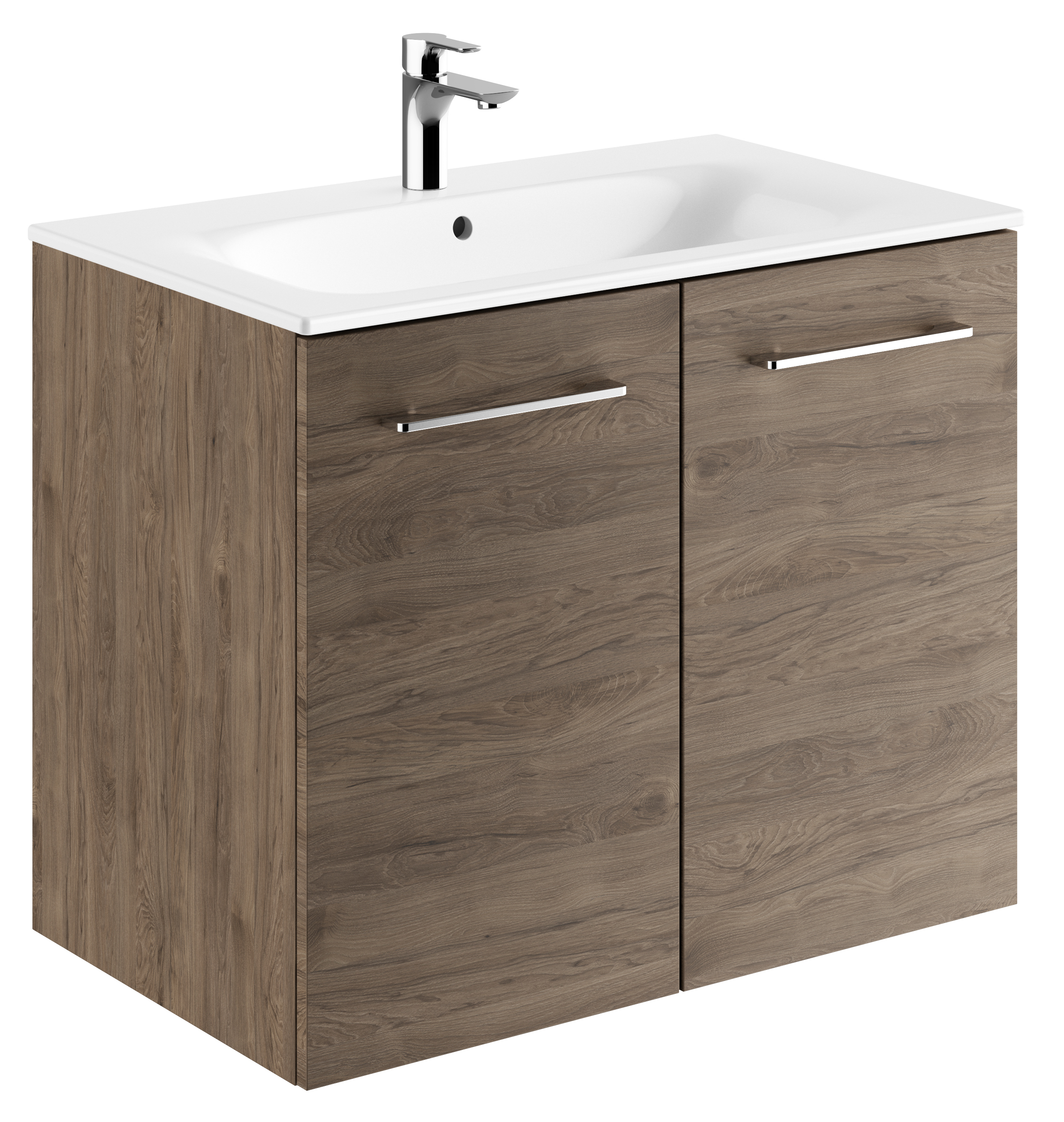 Geberit Selnova Square Slim umywalka z szafką 80 cm zestaw meblowy orzech włoski hickory 501.258.00.1