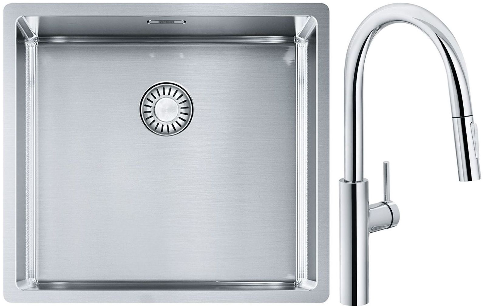 Franke Box BXX 210/110-45 zlewozmywak 49x45 cm stalowy z baterią kuchenną Pescara L Slide-In chrom (1270453655, 1150538940)