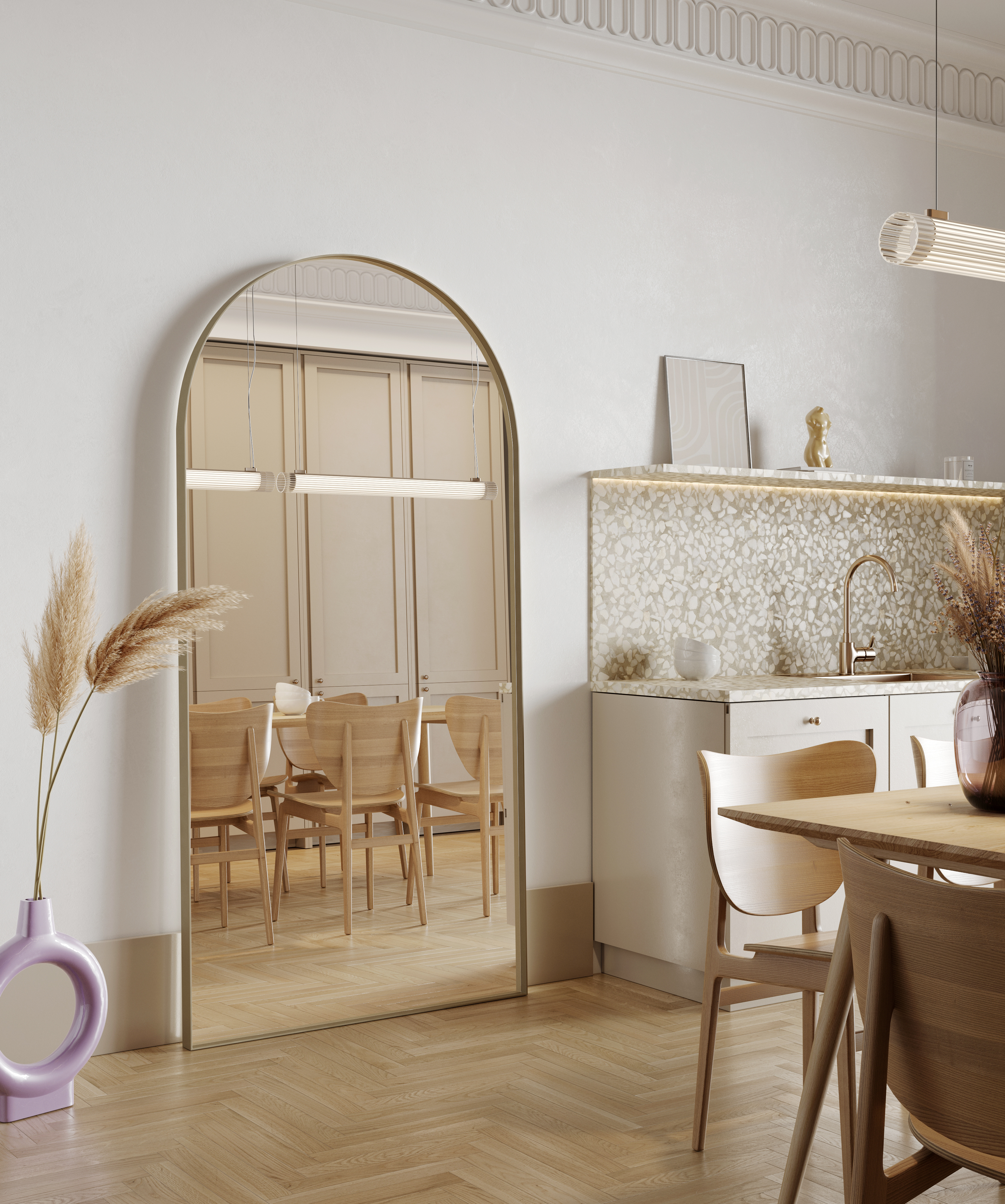 HoM Laval lustro 80x140 cm rama stalowa biały L-80x140-W50x4ON