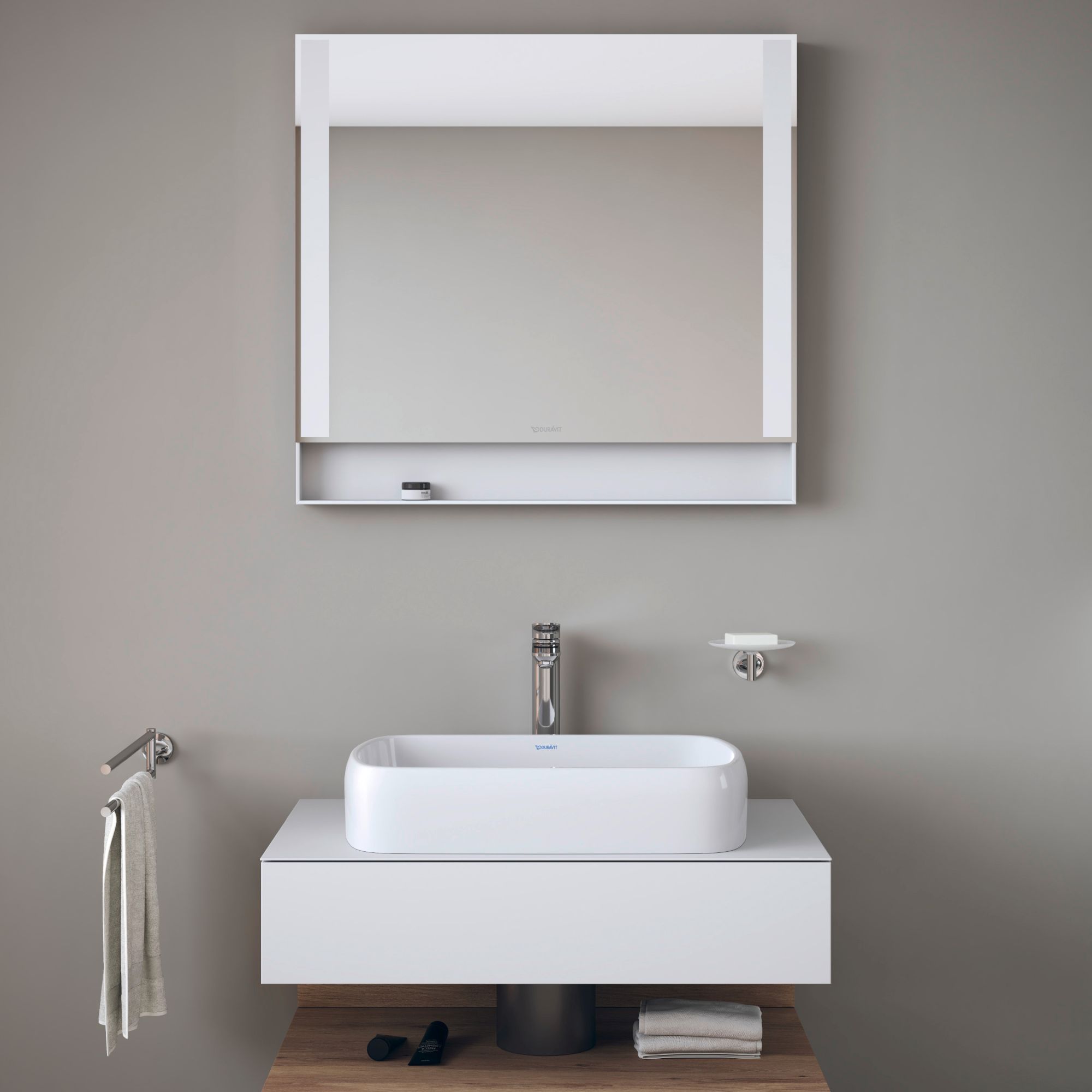 Duravit Qatego lustro 80x75 cm z oświetleniem LED biały mat QA7082018180000