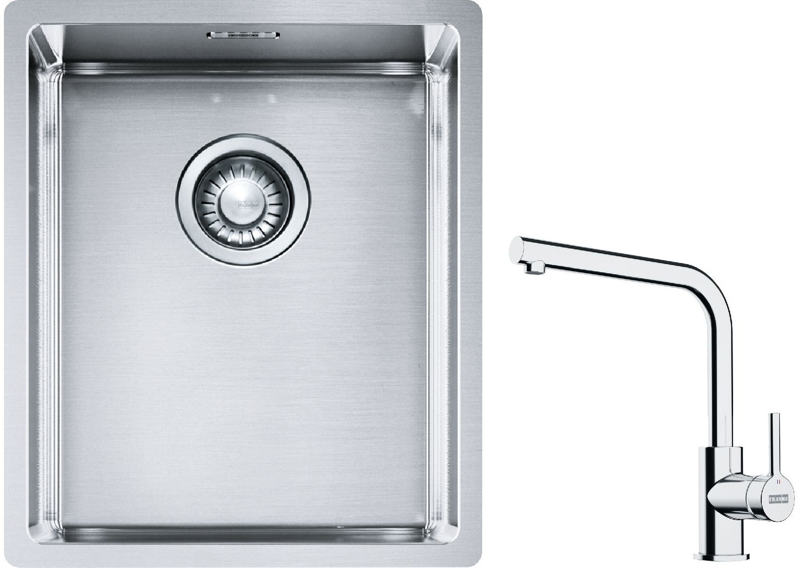 Franke Box BXX 210/110-34 zlewozmywak 38x45 cm stalowy z baterią kuchenną Lina chrom (1270453653, 1150693230)