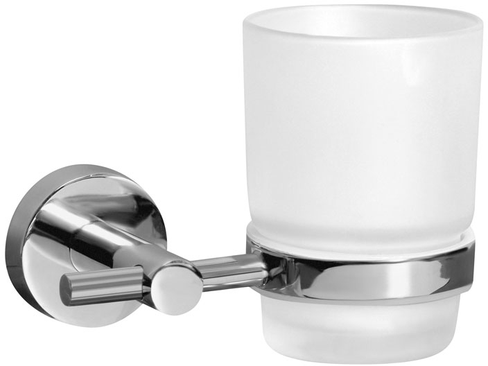 Bisk For You kubek do mycia zębów z uchwytem ściennym szkło mrożone/chrom 01174