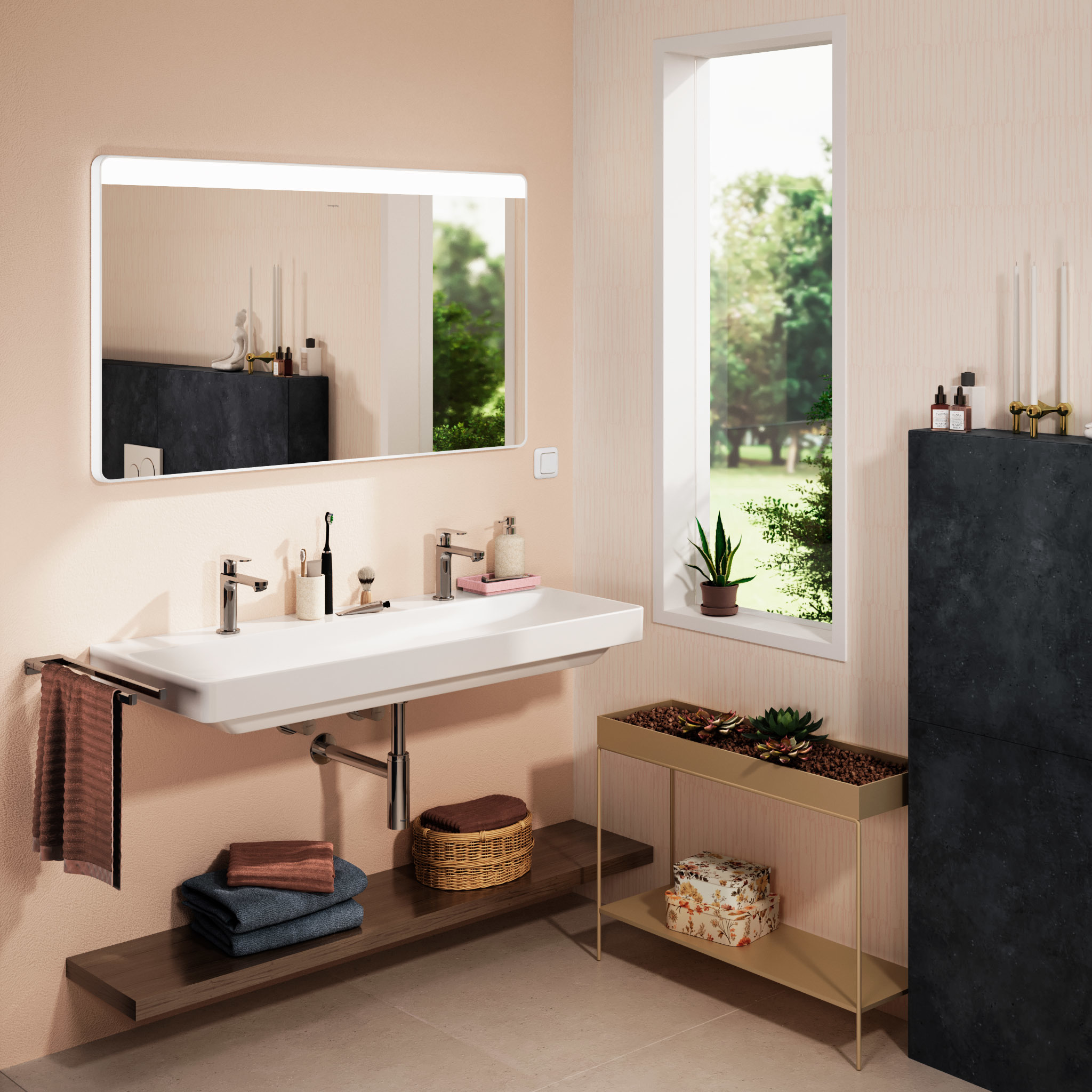 Hansgrohe Xarita Lite Q lustro 120x70 cm prostokątne z oświetleniem biały 54960700