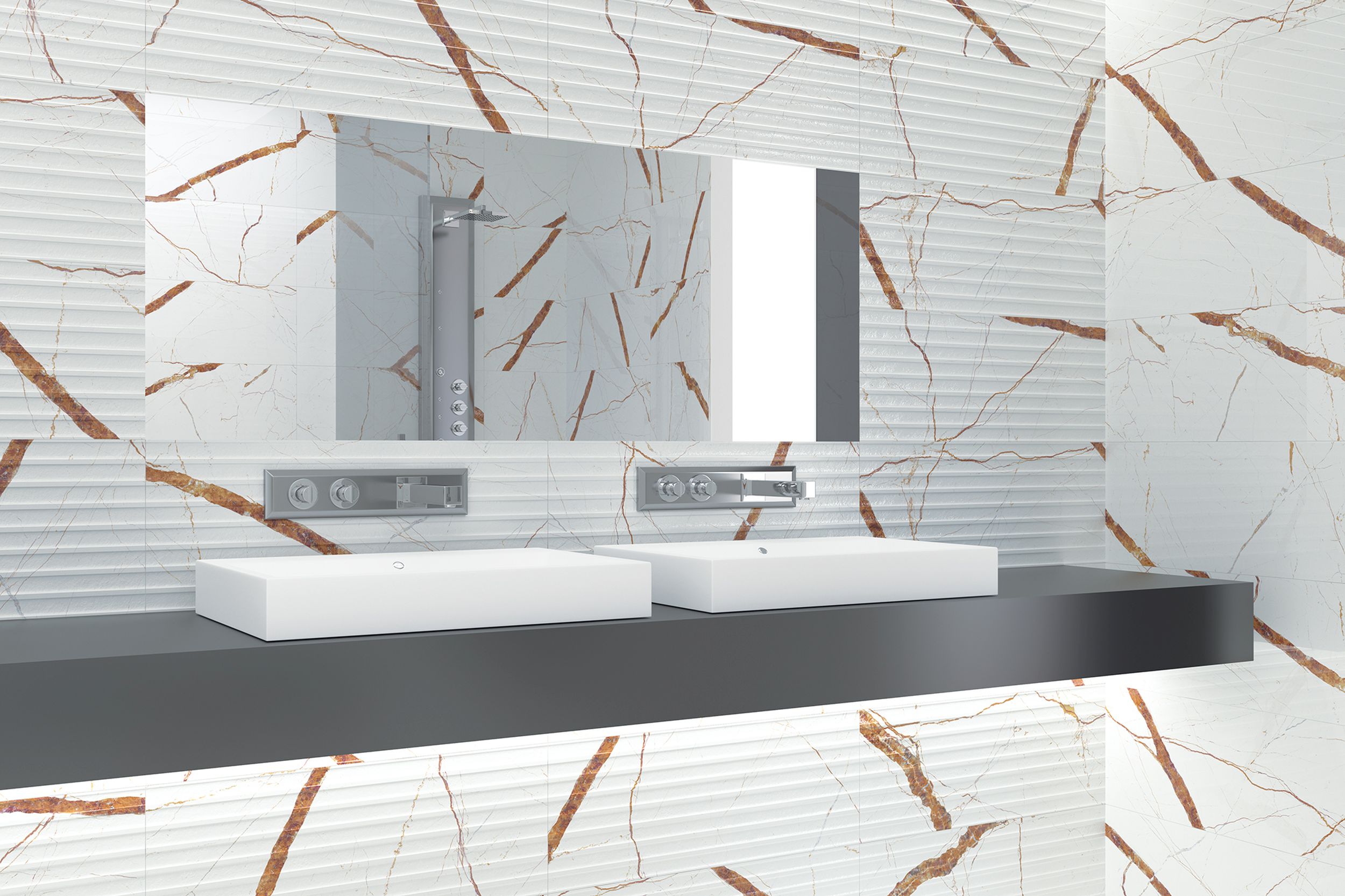 Stile Ceramic Pless płytka ścienna 35x90 cm STR biała/pomarańczowa