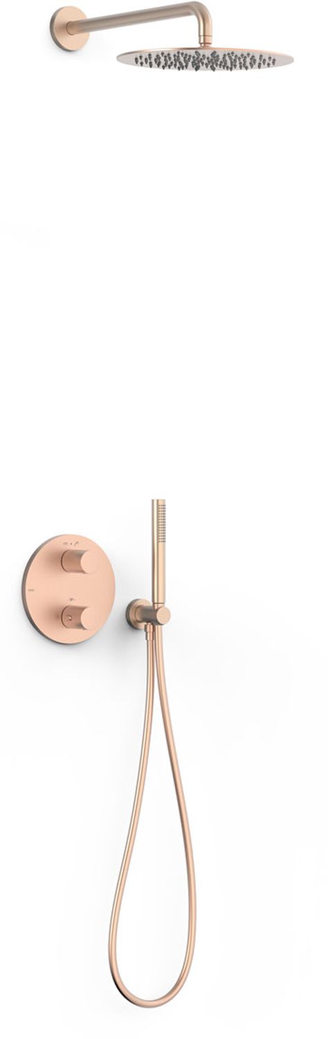 Tres Therm-Box zestaw prysznicowy podtynkowy termostatyczny z deszczownicą różowe złoto mat 26225004OPM