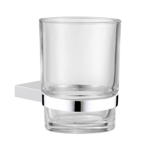 Frescor Formo kubek do mycia zębów z uchwytem ściennym szkło bezbarwne/chrom 22.07.00