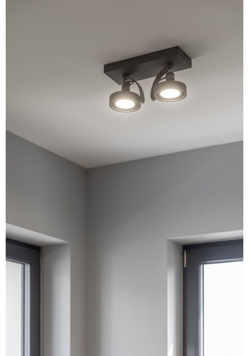 GTV Wally lampa podsufitowa 2x40 W grafitowa OS-WALLY2-15-DEC