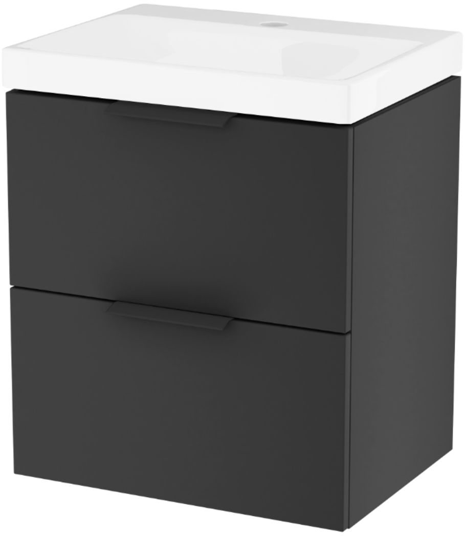 Zestaw Excellent Blanko umywalka z szafką 50 cm i uchwytami meblowymi czarny mat/biały/czarny mat MLEX.6317.KPL.490.BLBL