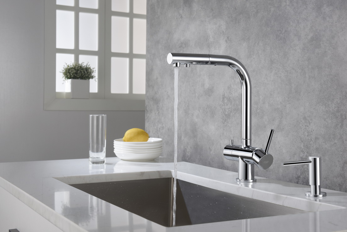 Blue Water Apala bateria kuchenna z podłączeniem wody filtrowanej chrom