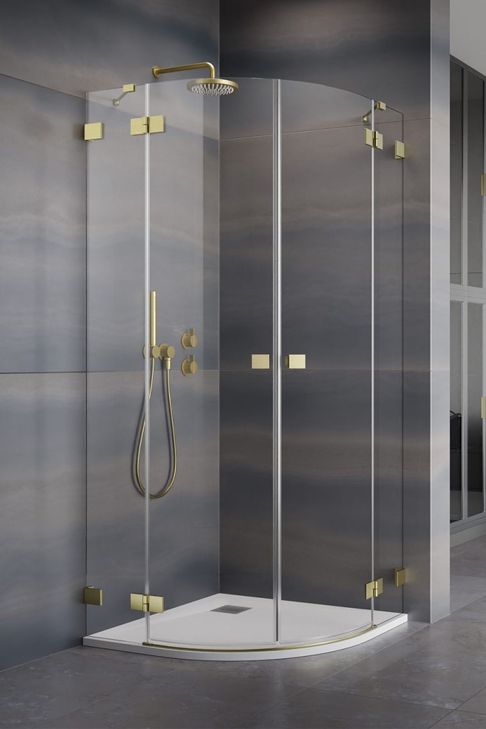 Radaway Essenza Pro Brushed Gold PDD kabina prysznicowa część lewa 90x90 cm półokrągła 10095090-99-01L