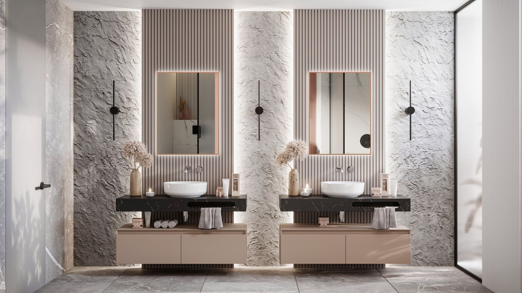 Elita Sharon Square lustro 60x80 cm prostokątne z oświetleniem rose gold RE060603015450