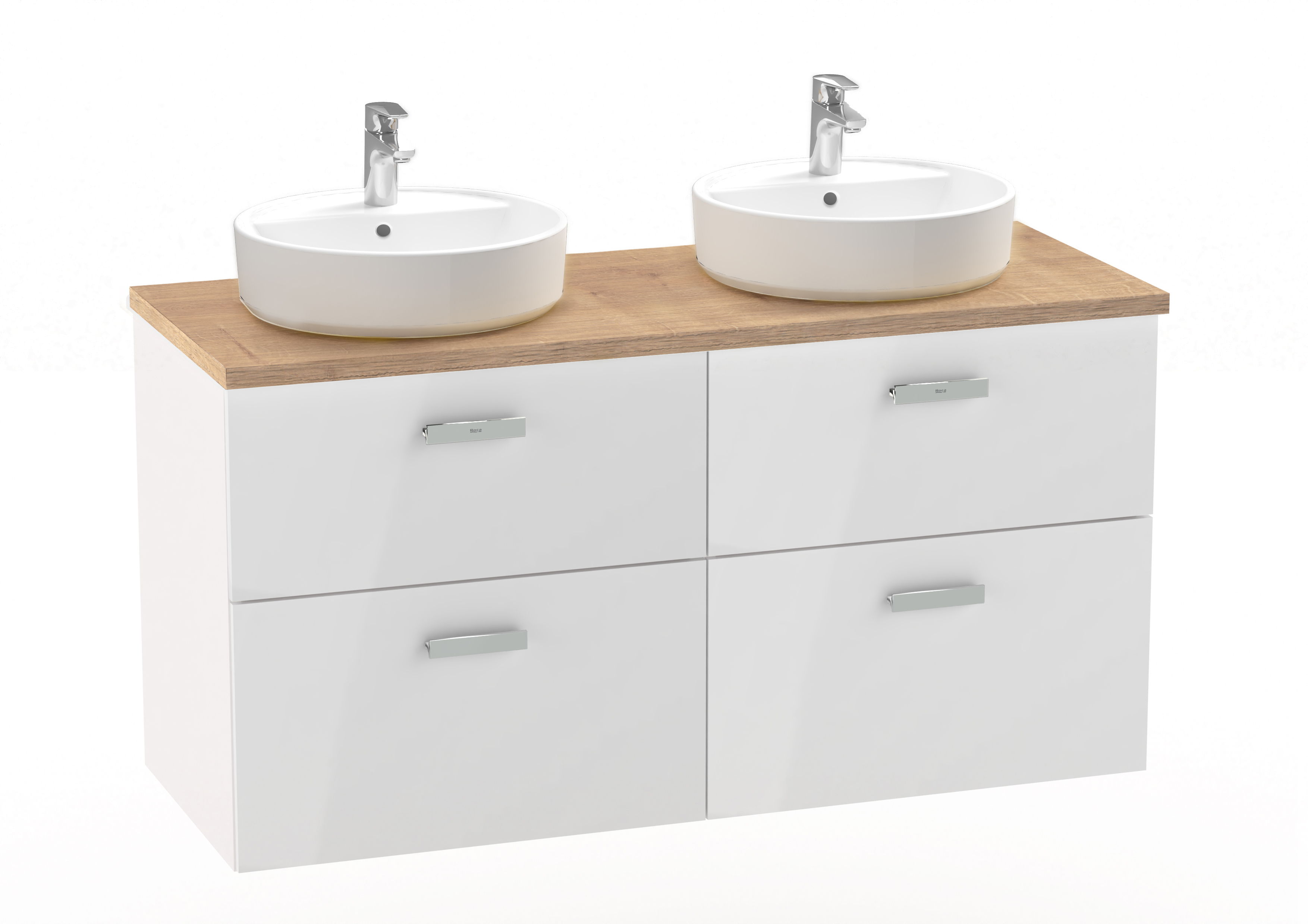 Roca Victoria Pro szafka 120 cm wisząca z blatem biały połysk/dąb A851901806 - Wysyłka w 24h