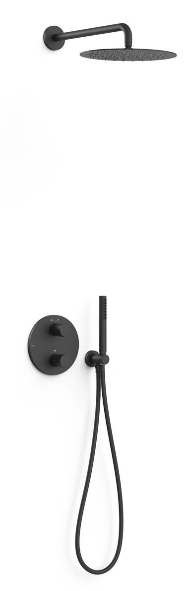Tres Therm-Box zestaw prysznicowy podtynkowy termostatyczny z deszczownicą czarny mat 26225004NM