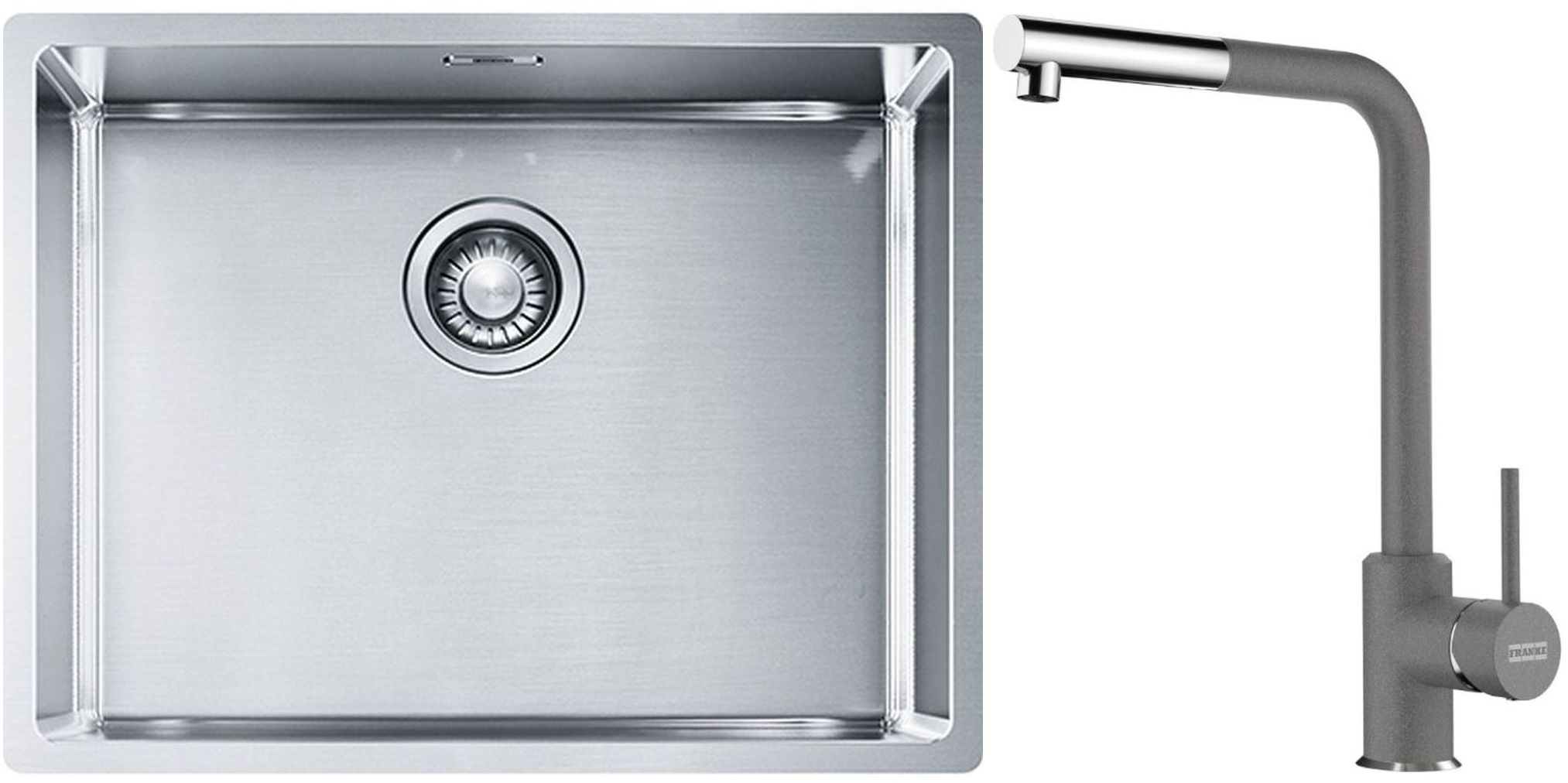 Franke Box BXX 110-54/ BXX 210-54 zlewozmywak 58x45 cm stalowy z baterią kuchenną Sirius Side chrom (1270453660, 1150668280)