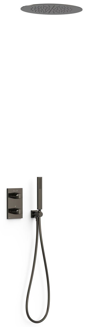 Tres Therm-Box zestaw prysznicowy podtynkowy termostatyczny z deszczownicą czarny metalizowany 21125006KM