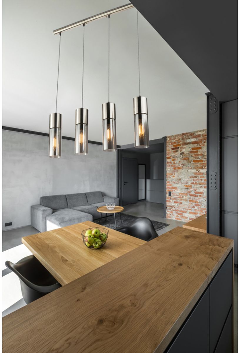 Globo Lighting Annika lampa wisząca 4x25W chrom satynowy/szkło przydymione 21000-4HN