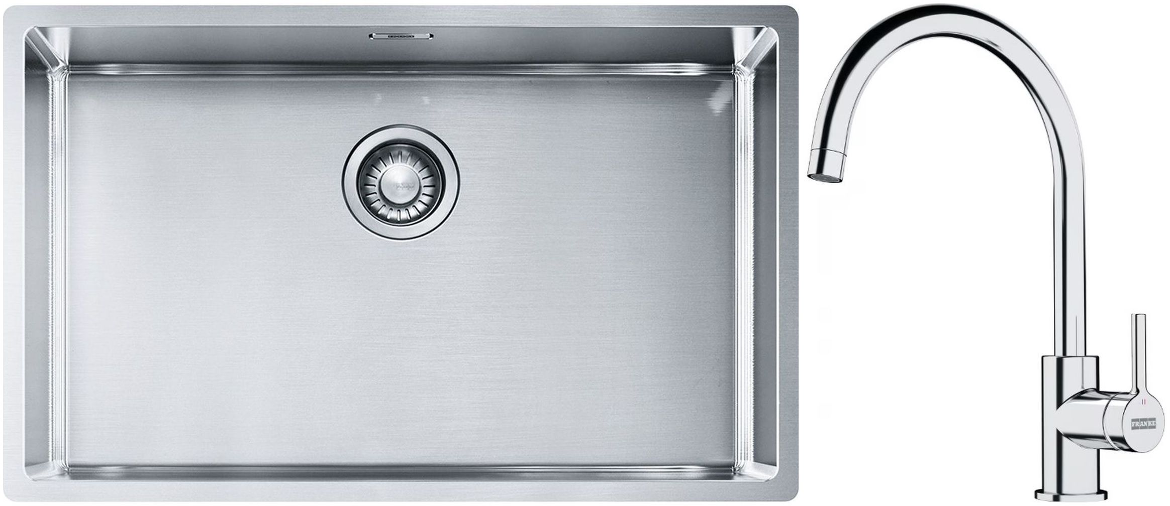 Franke Box BXX 210/110-68 zlewozmywak 72,5x45 cm stalowy z baterią kuchenną Lina chrom (1270453658, 1150693228)
