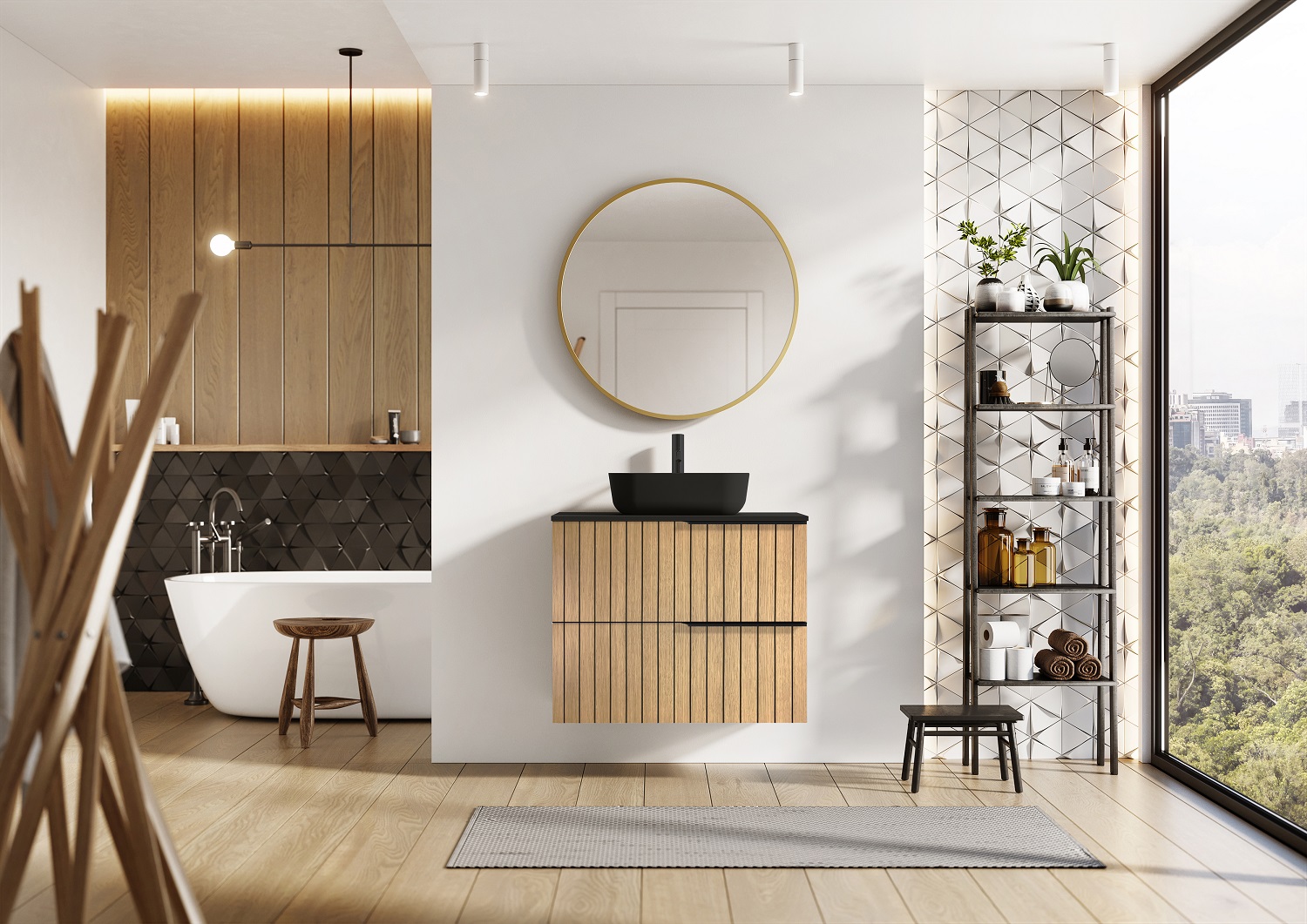 Elita Asami szafka 60x45x63,5 cm podumywalkowa wisząca dąb naturalny RE010600156690