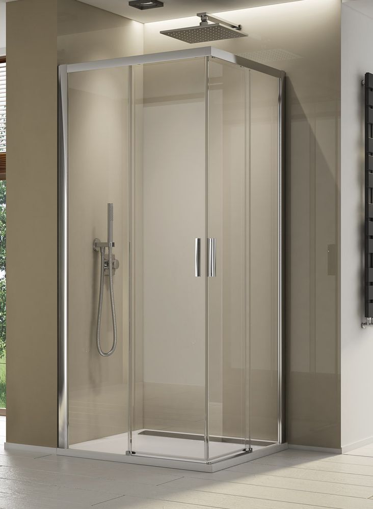 SanSwiss Top Line S kabina prysznicowa 80x80 cm kwadratowa srebrny połysk/szkło przezroczyste TLSAC0805007