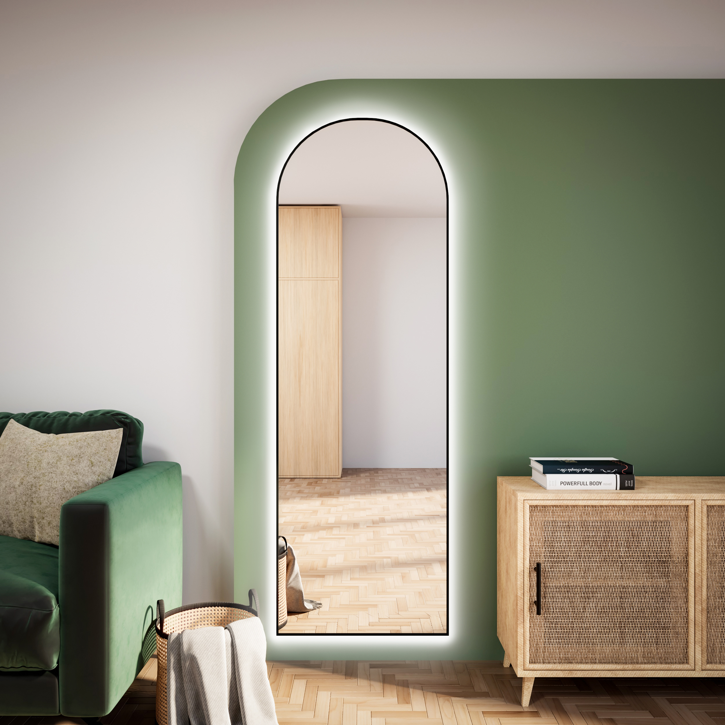 Baltica Design Tiny Border Pastille Cut LED lustro 50x160 cm czarne barwa neutralna