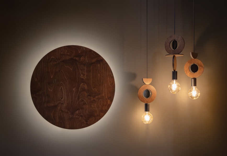 Nowodvorski Lighting Ring Timber Led kinkiet 1x22 W ciemne drewno 11178