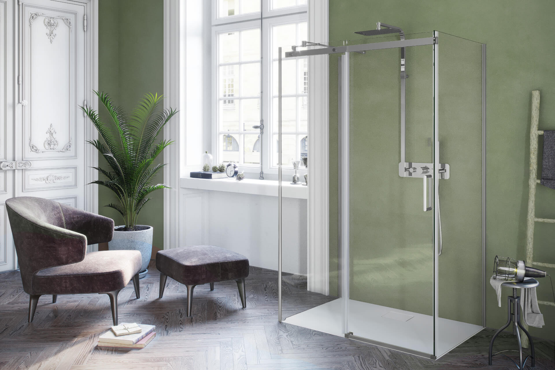 Excellent Rols ścianka prysznicowa z drzwiami 100 cm chrom połysk/szkło przezroczyste KAEX.2626.1000.LP