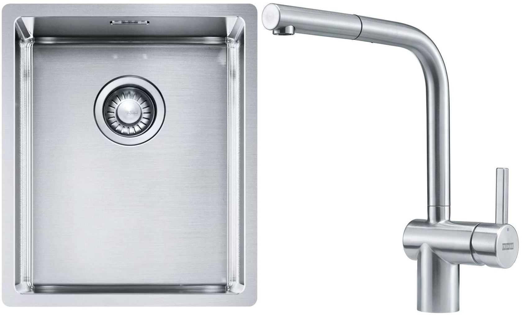 Franke Box BXX 210/110-34 zlewozmywak 38x45 cm stalowy z baterią kuchenną Atlas stal szlachetna (1270453653, 1150521439)