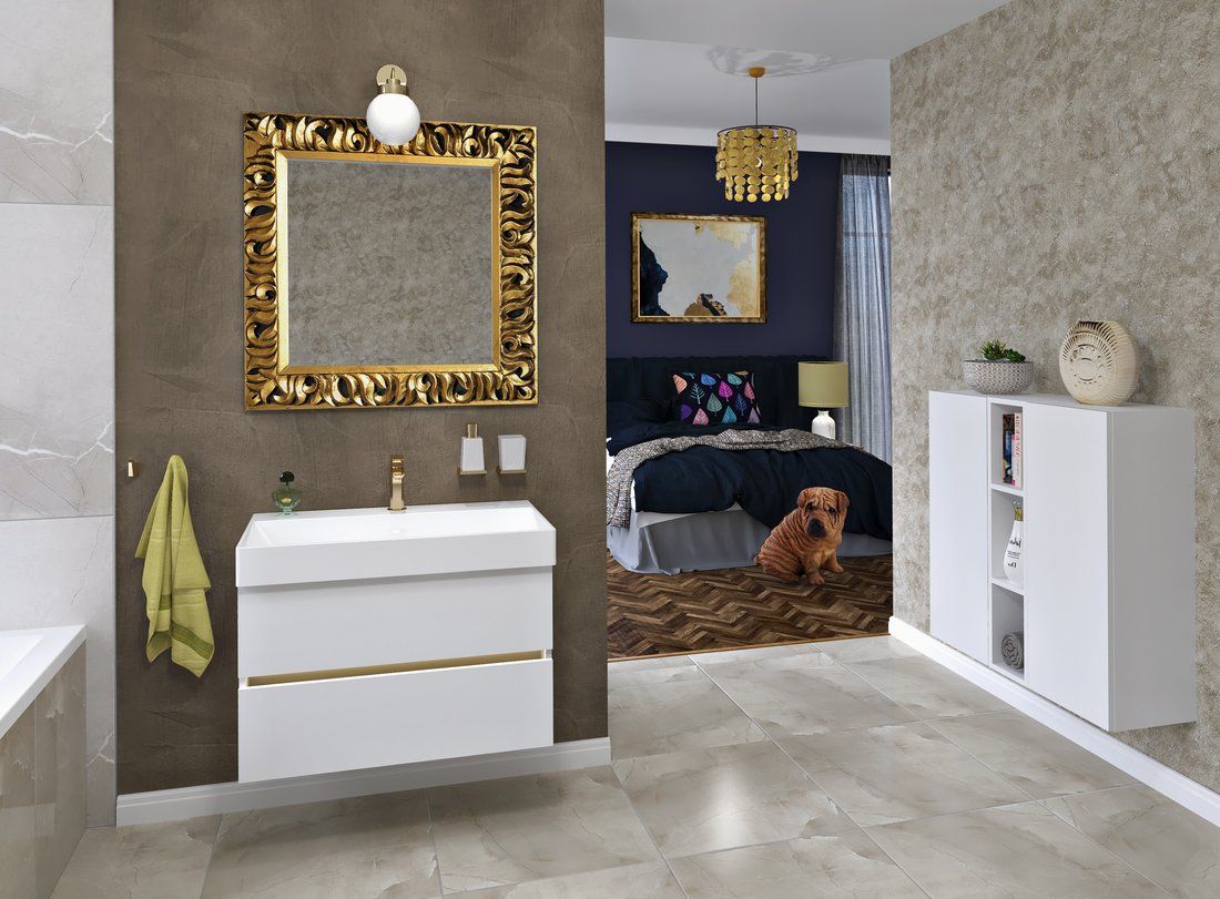 Sapho Zeegras lustro 90x90 cm kwadratowe rama złoty IN416